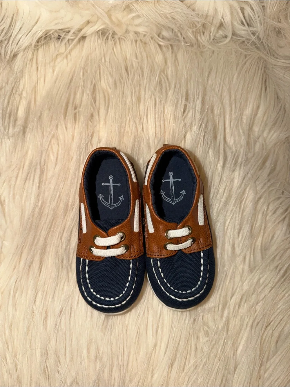 H&M Navy and Brown Kids Moccasin-Style Shoes